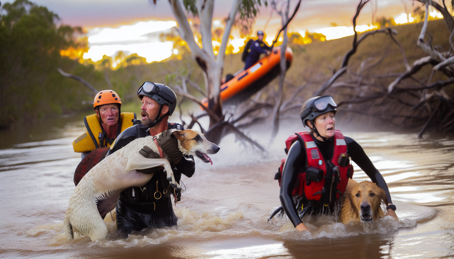 Heroes Rescue Family and Dog From Crocodile Waters
